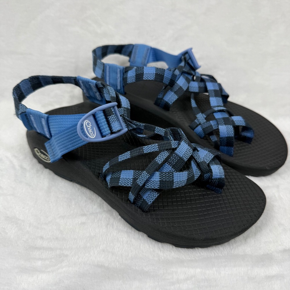 Chaco‎ Z Cloud 2 Womens 7 Blue Checkered Strappy Toe Loop Hiking Sandals J106820